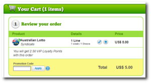 WinTrillions Oz Lotto shopping cart